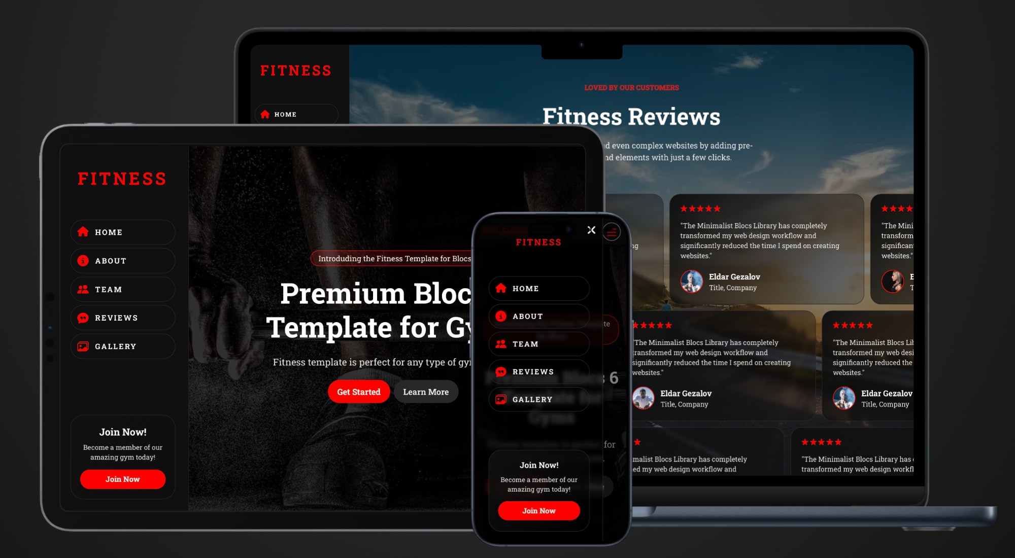 Fitness premium template for blocs