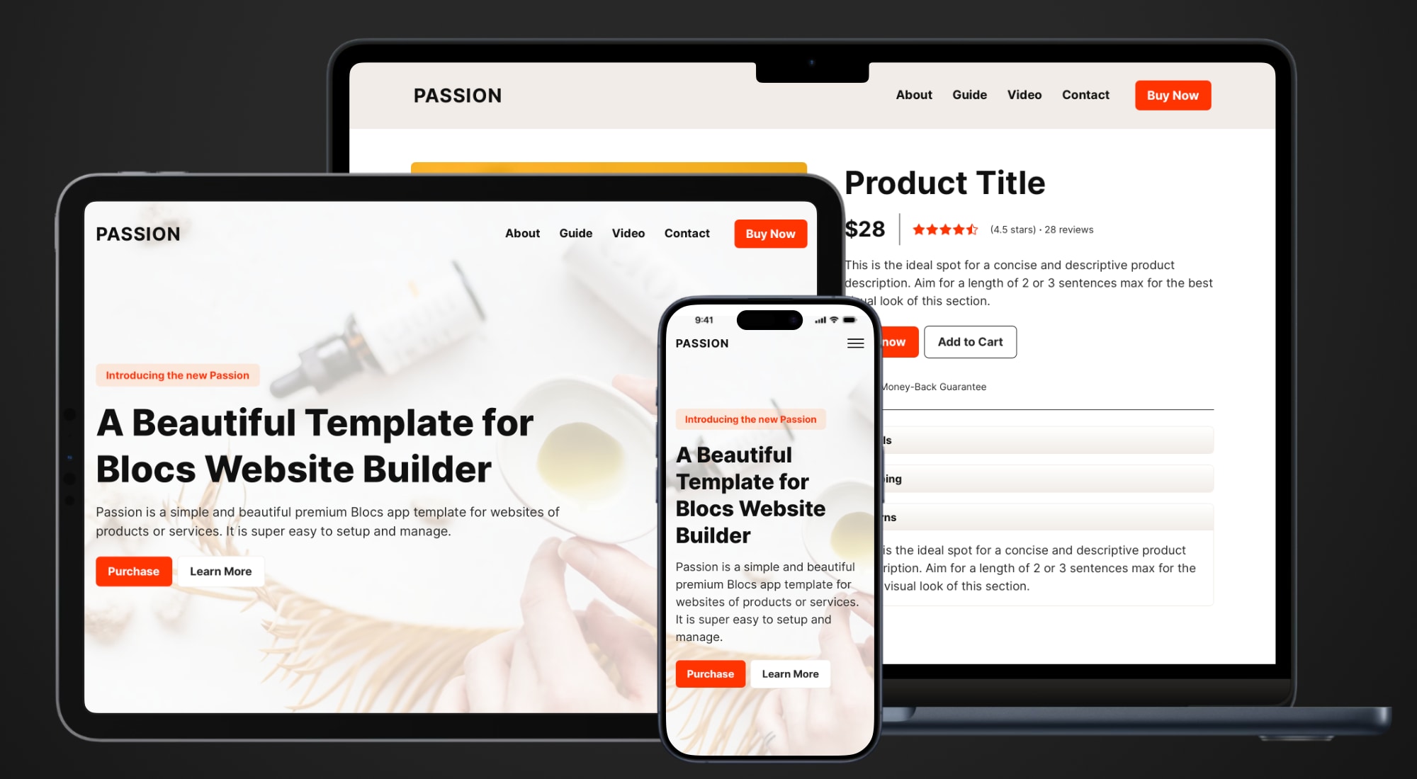 Passion premium template for Blocs
